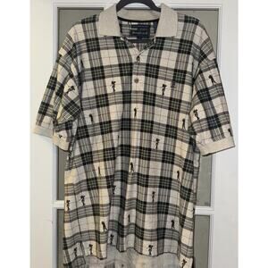 Men's Siegfried Vintage Golf Polo Golfers Print Large Tall HTF 100% Cotton